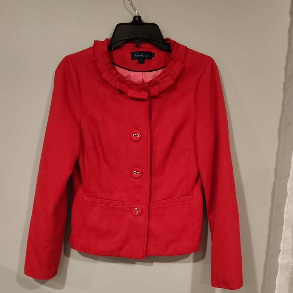 ⭕️ PRICE FIRM Boden Watermelon Ruffle Collar Blazer Size 10